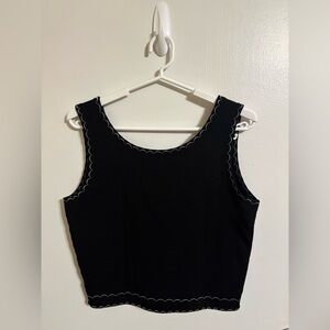 McQ by Alexander McQueen Black Sleeveless Top with White Stitching EUC